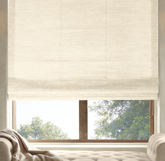 Grasscloth Flat Roman Shade 
