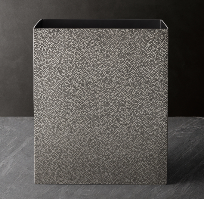 Boîte En Laiton Restoration Hardware – Finition Nickel Poli, Style Shagreen, Salle De Bain