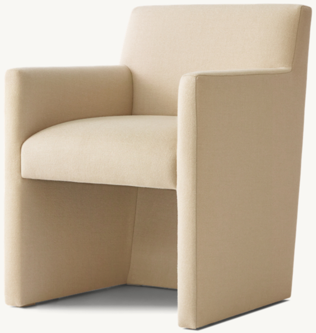 Three Quarter view of Arrondi Track Arm Fabric Dining Armchair 