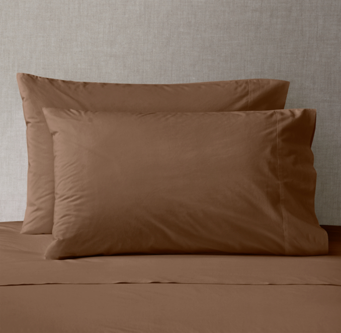 Front view of Italian Vintage-Washed 464-Thread-Count Percale Pillowcases (Set Of 2) 