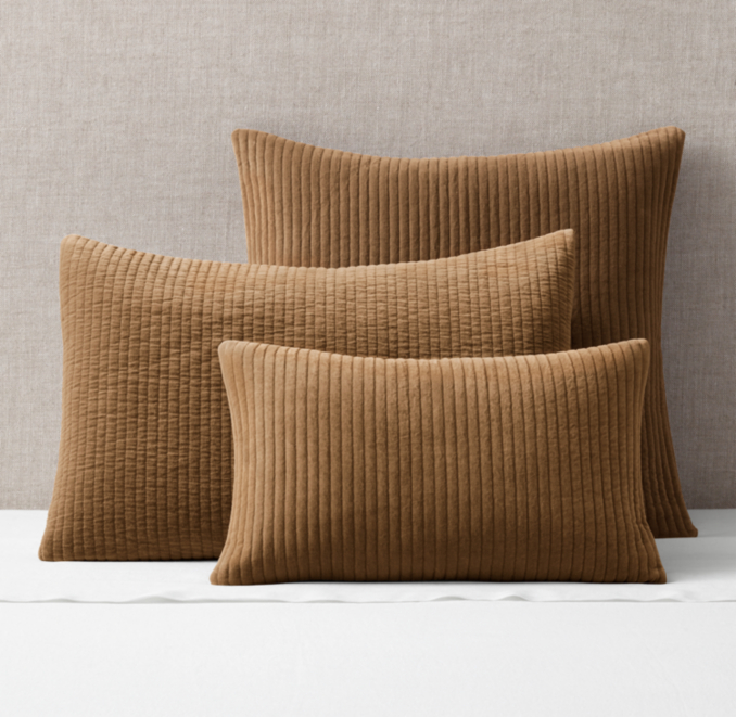 Front view of Tate Velvet Channel Sham  