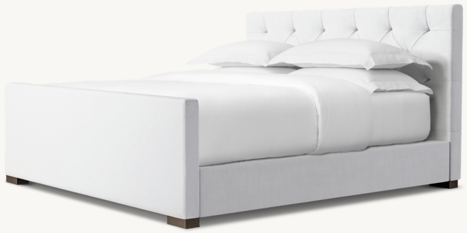 Modena Fabric Diamond-Tufted Panel Platform Bed with Footboard