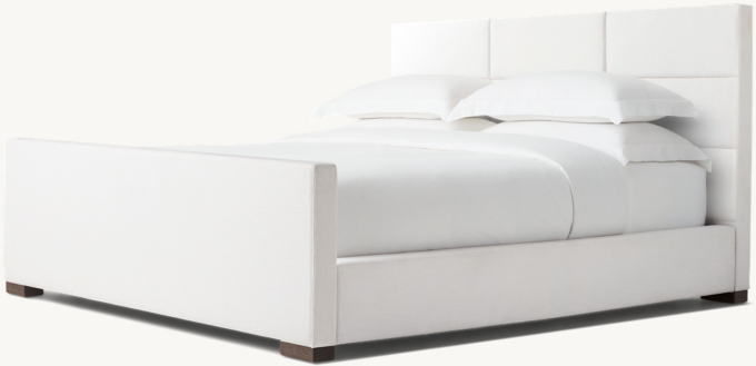 Modena Fabric Rectangular Channel Panel Platform Bed with Footboard