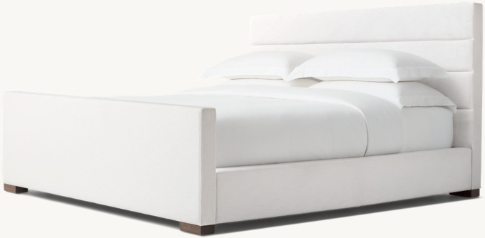 Modena Fabric Horizontal Channel Panel Platform Bed with Footboard