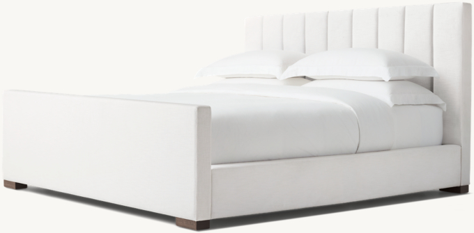 Modena Fabric Vertical Channel Panel Platform Bed with Footboard