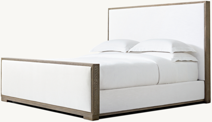 Modena Fabric Framed Panel Platform Bed with Footboard