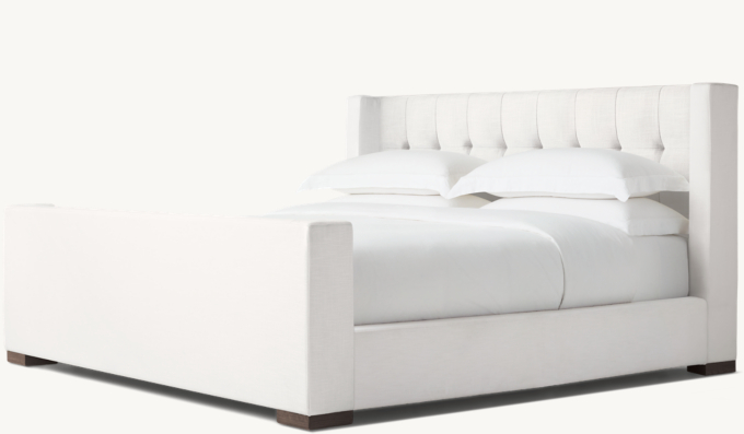 Modena Fabric Box-Tufted Shelter Platform Bed with Footboard