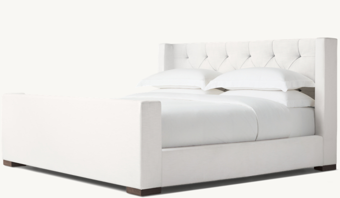 Modena Fabric Diamond-Tufted Shelter Platform Bed with Footboard
