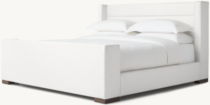Modena Fabric Horizontal Channel Shelter Platform Bed with Footboard