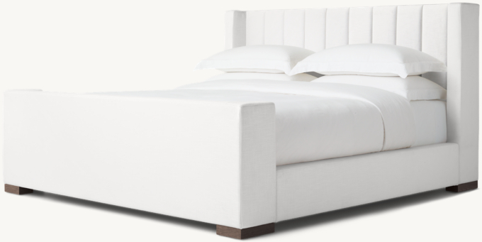 Modena Fabric Vertical Channel Shelter Platform Bed with Footboard