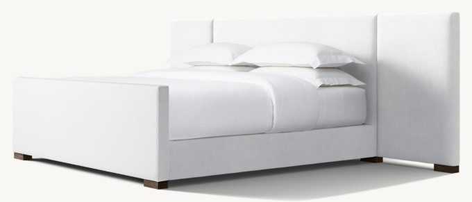 Modena Fabric Extended Panel Platform Bed with Footboard