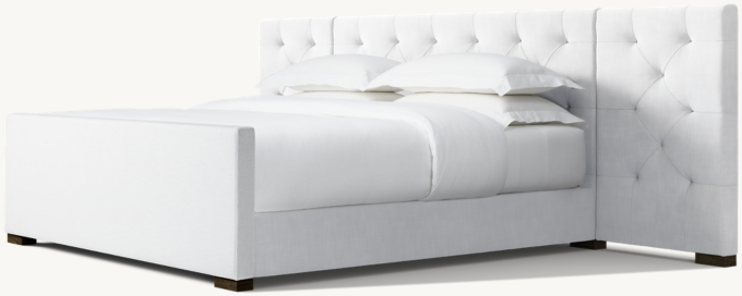 Modena Fabric Diamond-Tufted Extended Panel Platform Bed with Footboard
