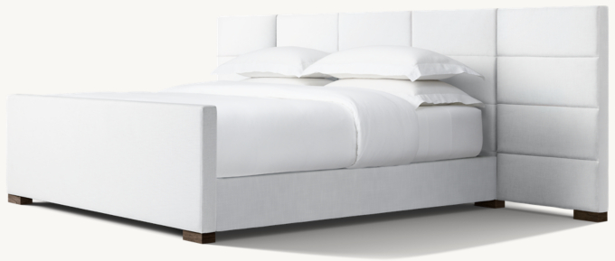 Modena Fabric Rectangular Channel Extended Panel Platform Bed with Footboard