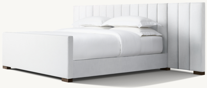 Modena Fabric Vertical Channel Extended Panel Platform Bed with Footboard