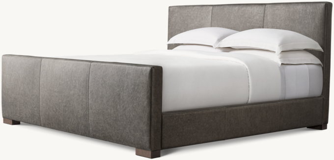Modena Leather Panel Platform Bed with Footboard