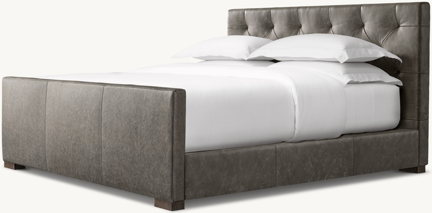 Modena Leather Diamond-Tufted Panel Bed with Footboard by RH