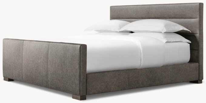 Modena Leather Horizontal Channel Panel Platform Bed with Footboard