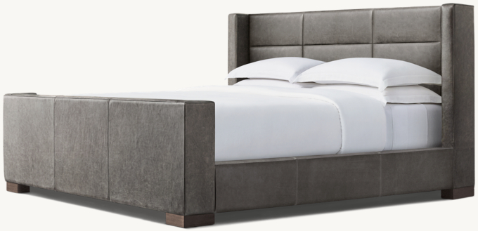 Modena Leather Rectangular Channel Shelter Platform Bed with Footboard