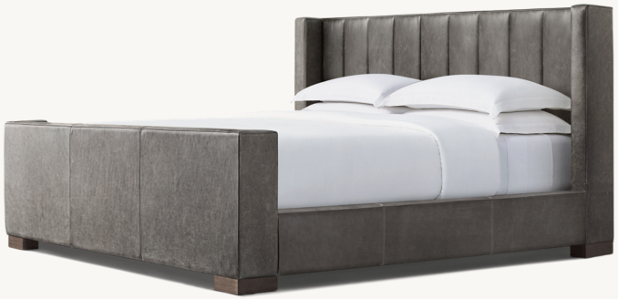 Modena Leather Vertical Channel Shelter Bed with Footboard
