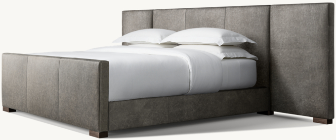 Modena Leather Extended Panel Platform Bed with Footboard