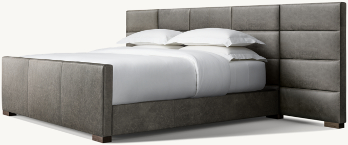 Modena Leather Rectangular Channel Extended Panel Platform Bed with Footboard