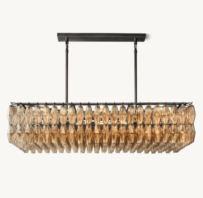 Chiara Smoke Glass Rectangular Chandelier 54\"