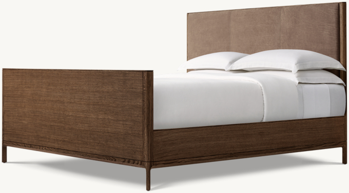 Padua Leather Panel Bed with Footboard