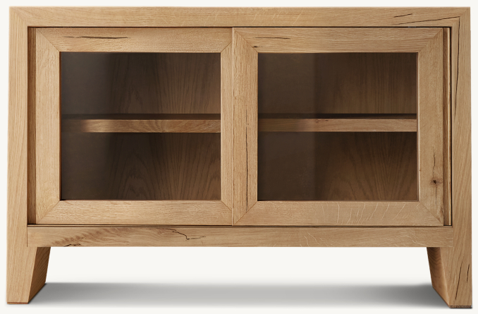 Front view of Wyeth Oak Glass Double-Door Sideboard 