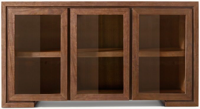 Front view of Enzo Glass Triple-Door Sideboard 