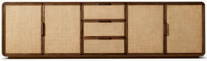 Santiago Cane 4-Door Media Console with Drawers