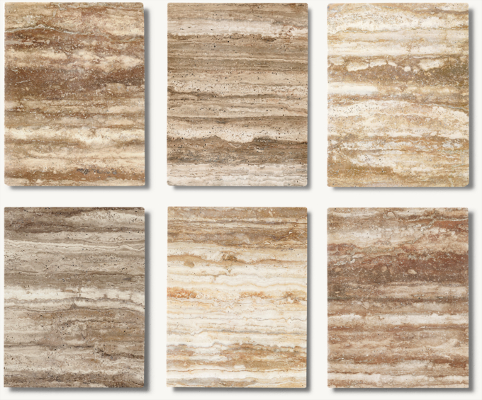 Inherent variations in natural travertine color, texture and veining, as well as variance resulting from the hand finishing process, are to be expected and celebrated. No two items will be exactly alike.