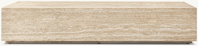 Front view of Italian Travertine Plinth Coffee Table 