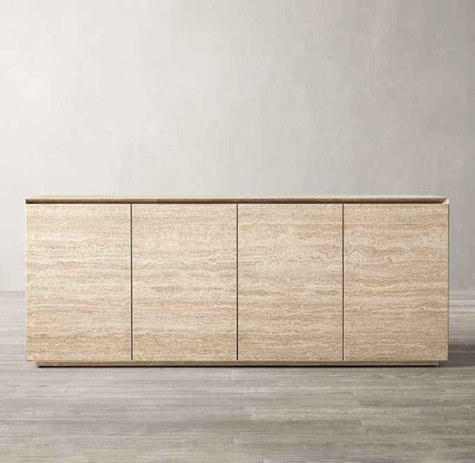 Italian Travertine Plinth 4-Door Sideboard