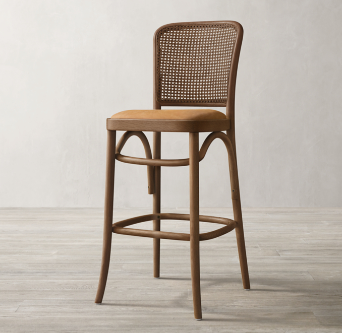 Juliette Cane Leather Bar & Counter Stool