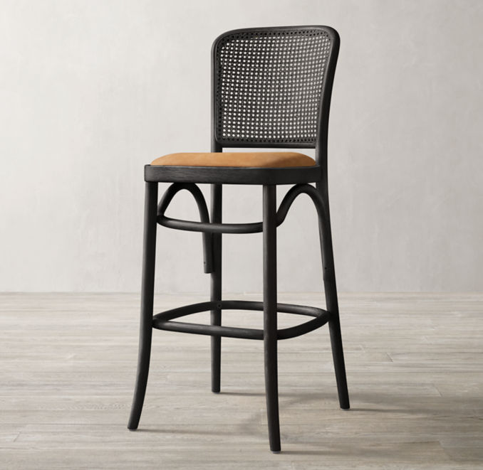 Juliette Cane Leather Bar & Counter Stool