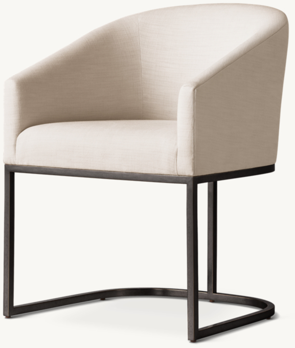 Emery Barrelback Slope Arm Fabric Dining Armchair