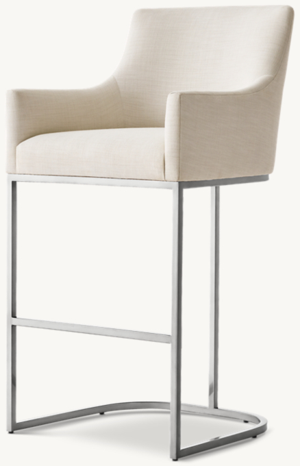 Emery Curved-Back Track Arm Fabric Bar & Counter Stool