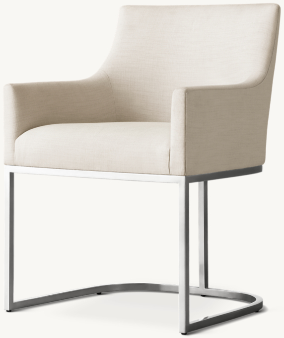 Emery Curved-Back Track Arm Fabric Dining Armchair
