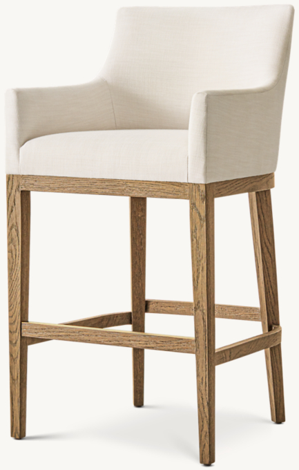 Morgan Curved-Back Track Arm Fabric Bar & Counter Stool