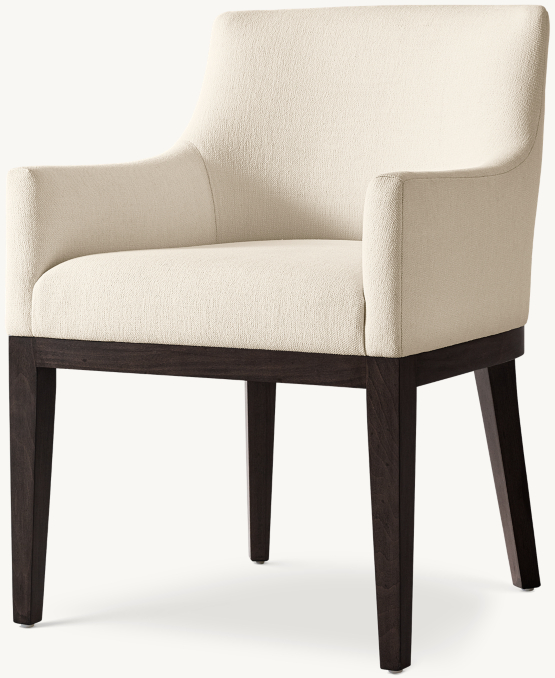 Three Quarter view of Morgan Curved-Back Track Arm Fabric Dining Armchair 