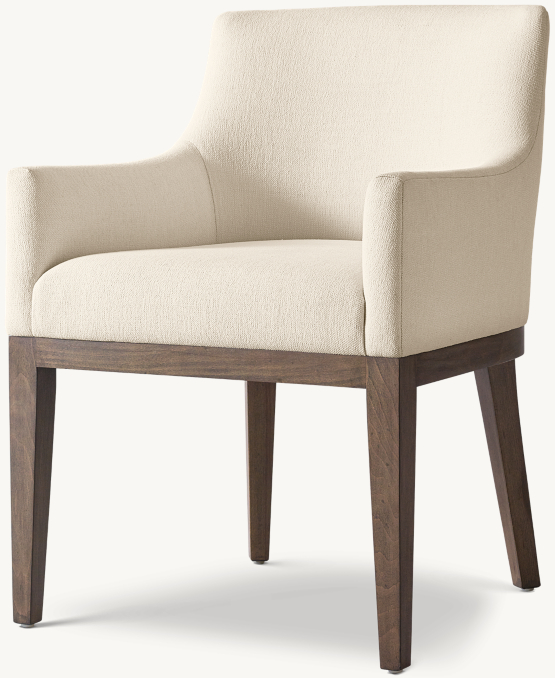 Three Quarter view of Morgan Curved-Back Track Arm Fabric Dining Armchair 