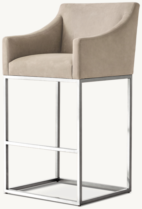 Emery Slope Arm Leather Bar & Counter Stool