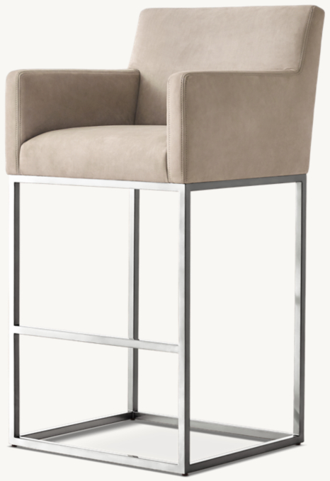 Emery Track Arm Leather Bar & Counter Stool