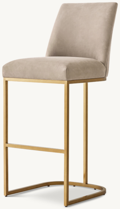 Emery Curved-Back Armless Leather Bar & Counter Stool | RH