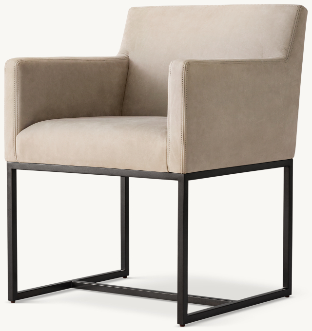 Emery Track Arm Leather Dining Armchair