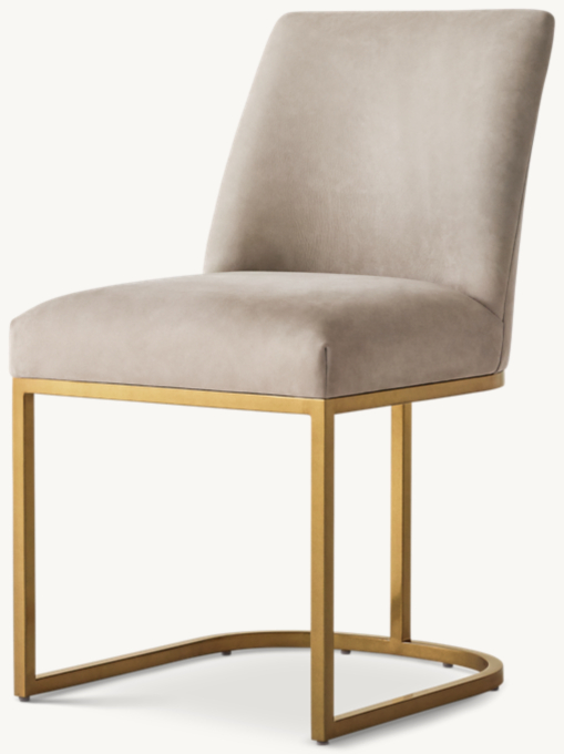 Emery Curved-Back Leather Dining Side Chair
