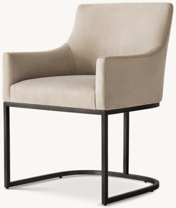 Emery Curved-Back Track Arm Leather Dining Armchair