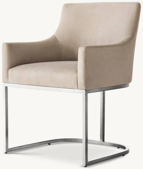 Emery Curved-Back Track Arm Leather Dining Armchair