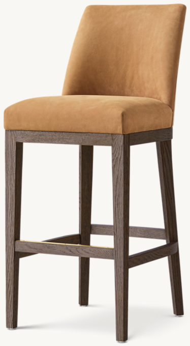 Morgan Curved-Back Armless Leather Bar &amp; Counter Stool