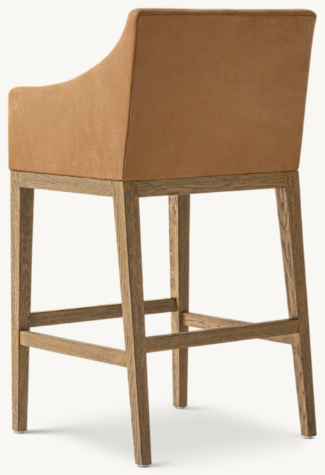 Morgan Slope Arm Leather Bar Counter Stool RH